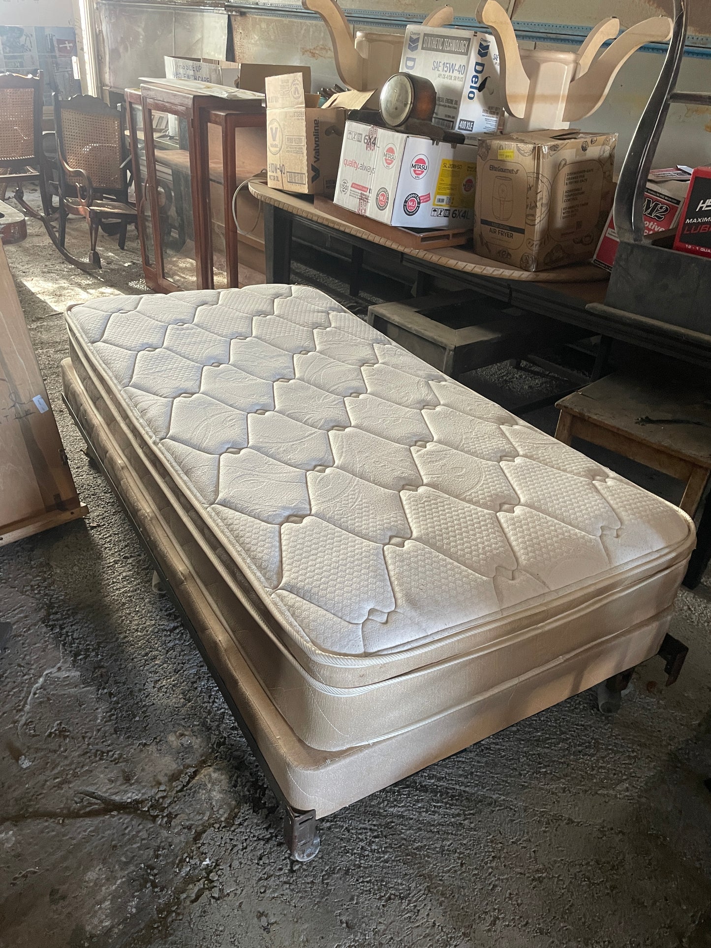 1 Twin Bed + Base +metal Frame
