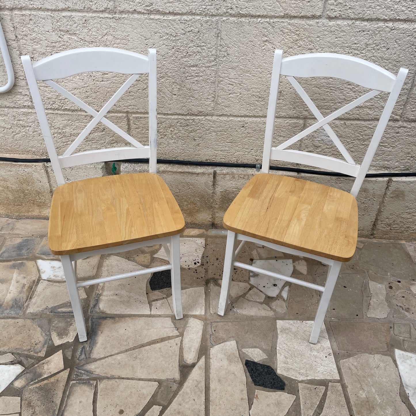 2 White X-Back Dining Chairs