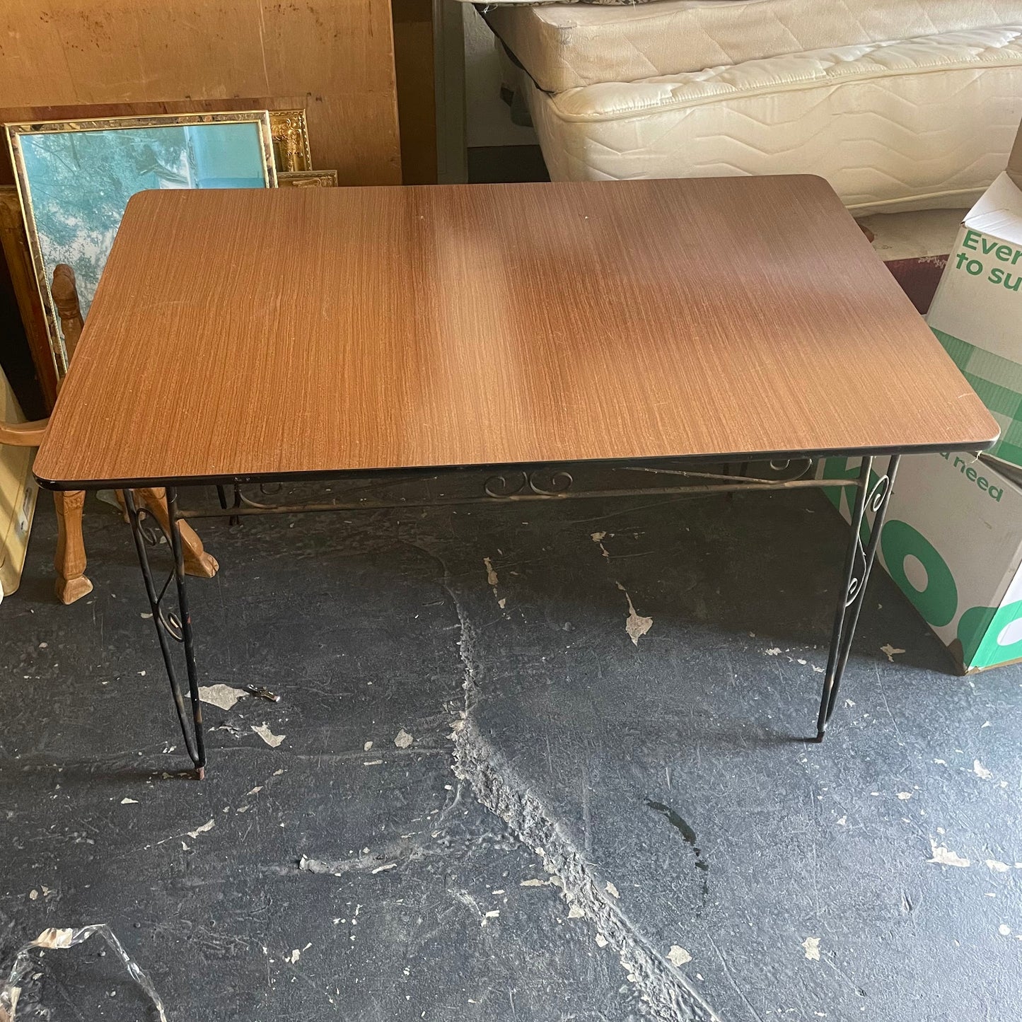 3 Vintage Wrought Iron Velvet Chairs + Wrought Iron Table