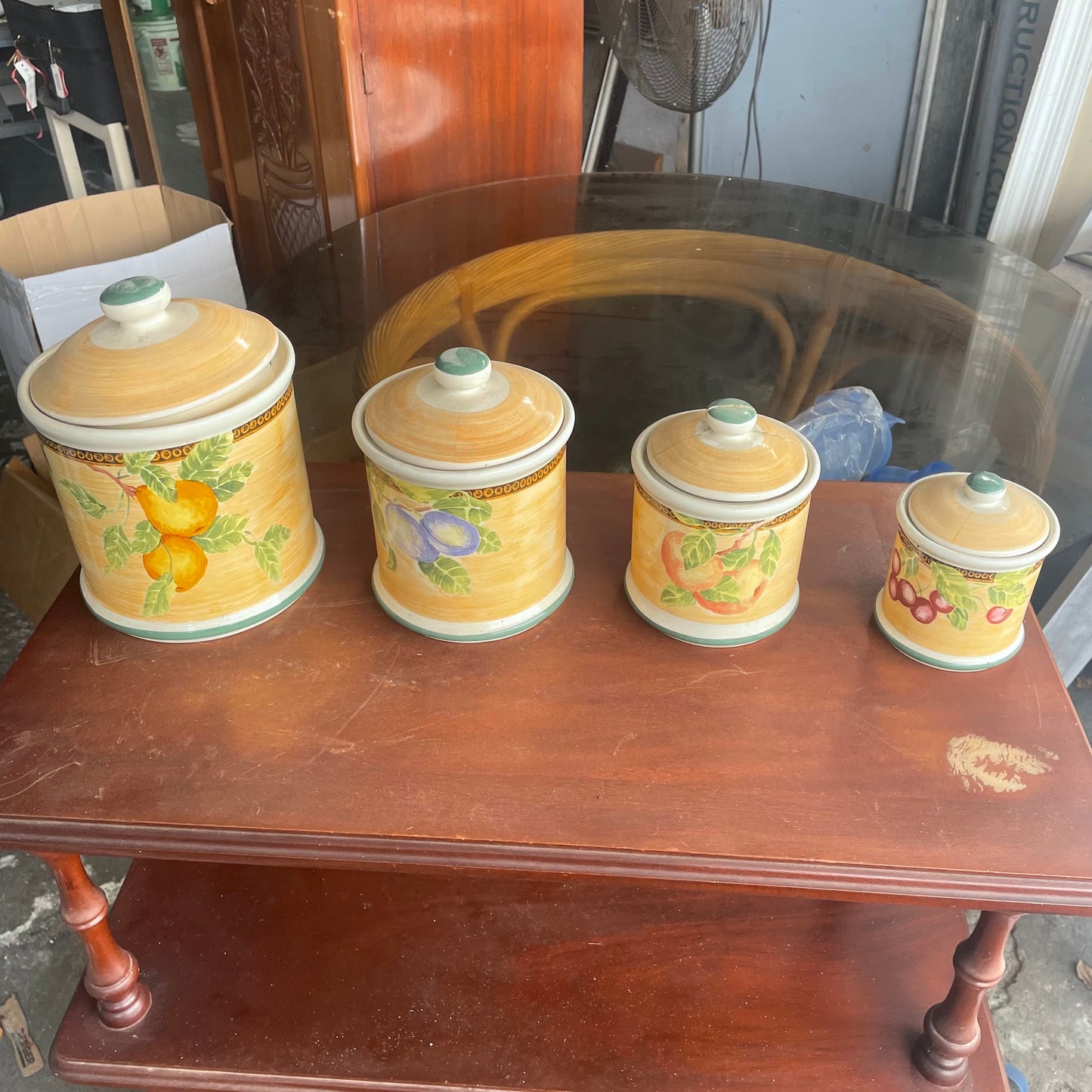4-Piece Ceramic Canister Set with Fruit Design