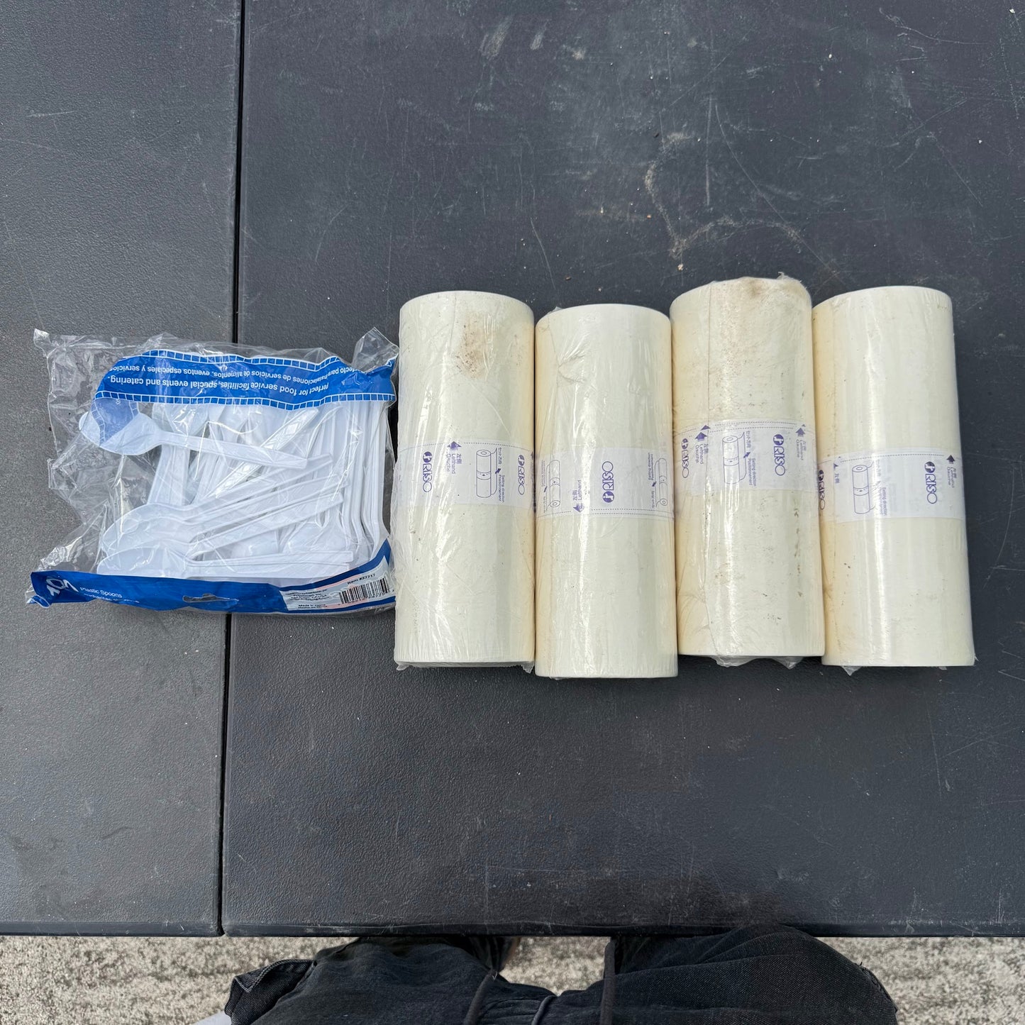 4 RISO Master Rolls and Plastic Forks