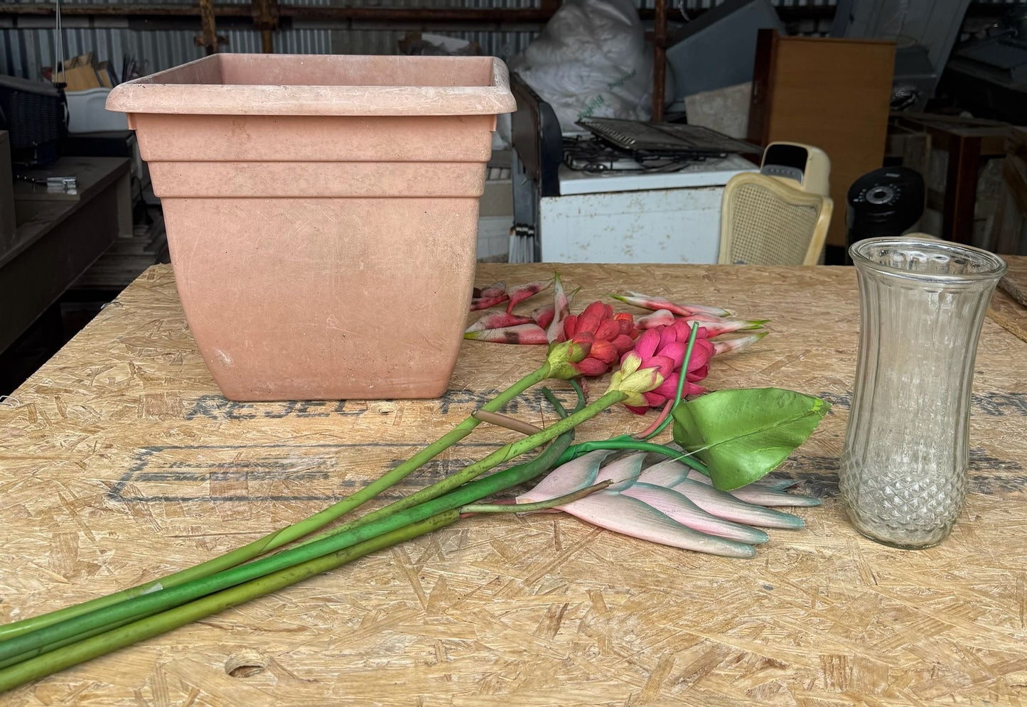 Plant Pot + Flowers + Vase