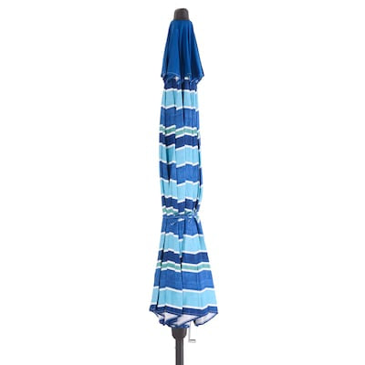 allen + roth 9-ft Aluminum Blue Auto-tilt Market Patio Umbrella