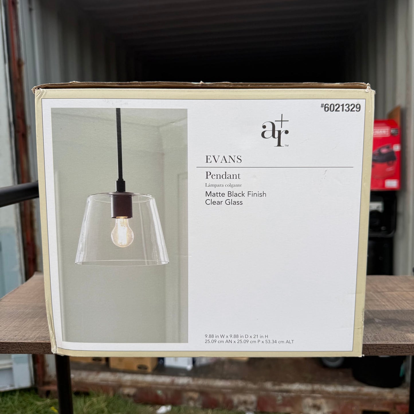 allen + roth Evans 1 -Light Matte Black Transitional Clear glass Cone Small Hanging Pendant Light