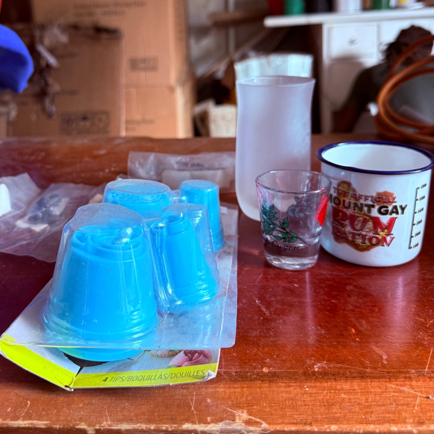 Blue Piping Tips, Mount Gay Rum Mug + Assorted Items