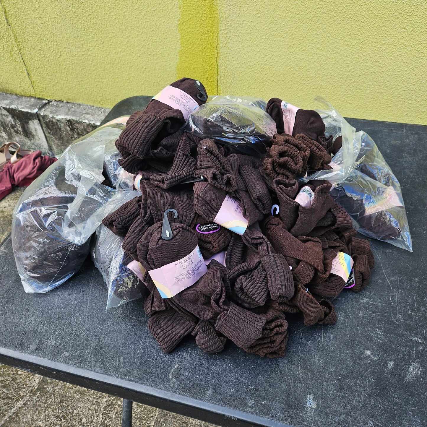 Brown Ribbed Ankle Socks