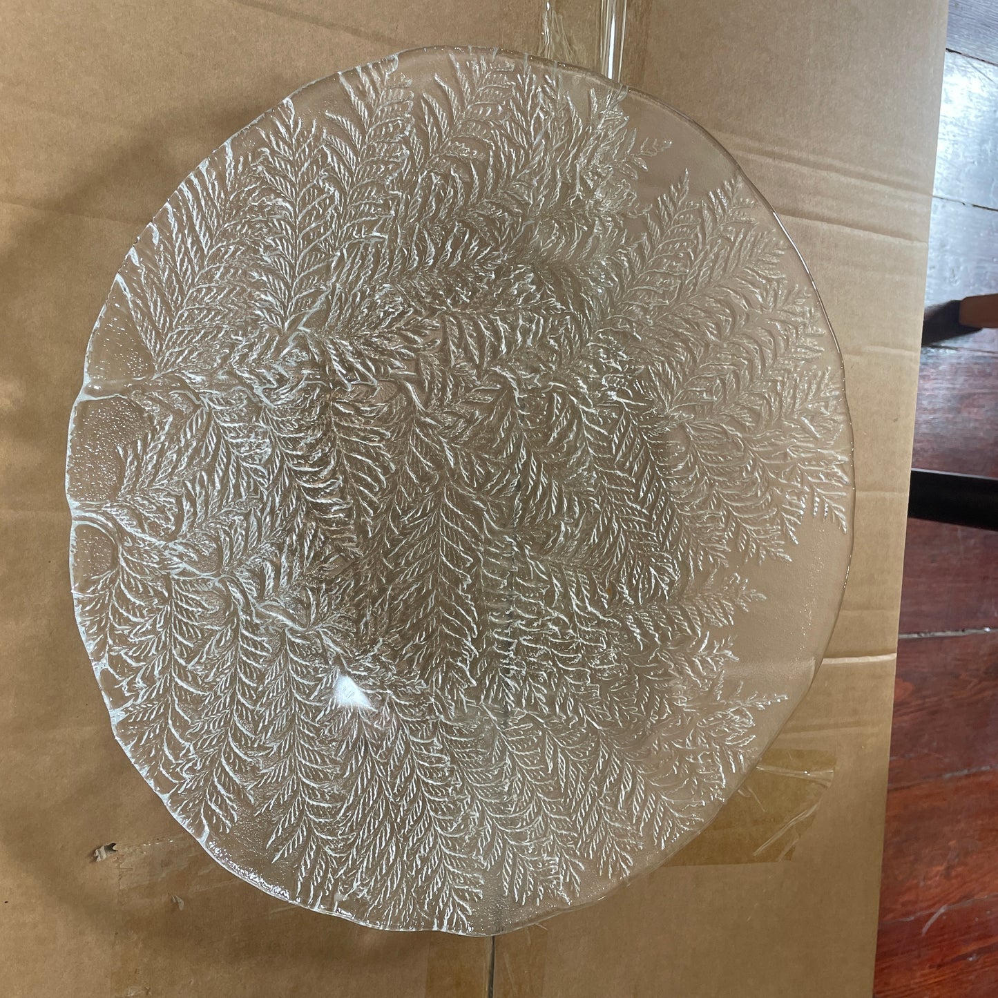 Clear Glass Fern Leaf Serving Plate