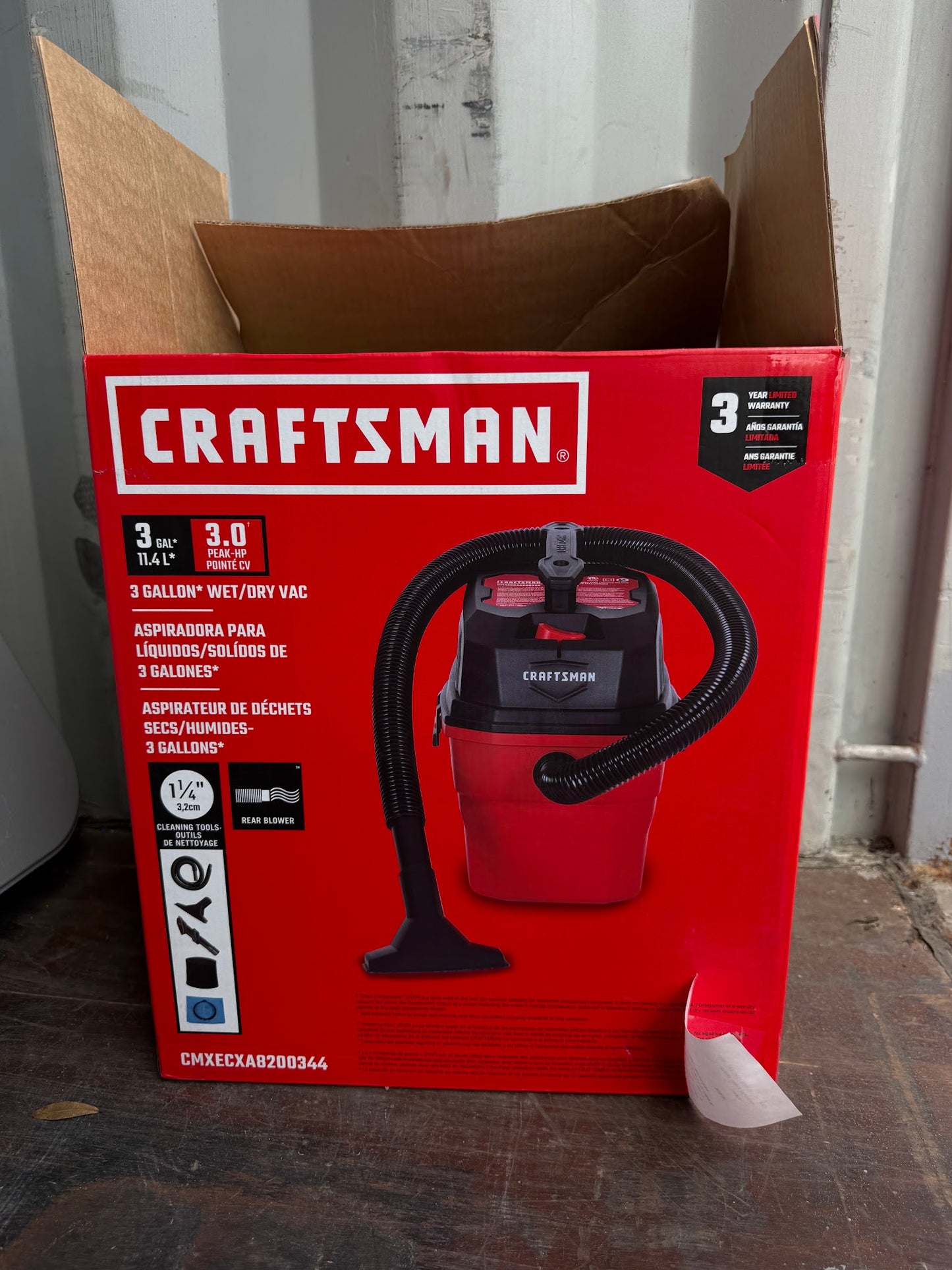 CRAFTSMAN 3-Gallon 3 HP Corded Wet/Dry Shop Vacuum
