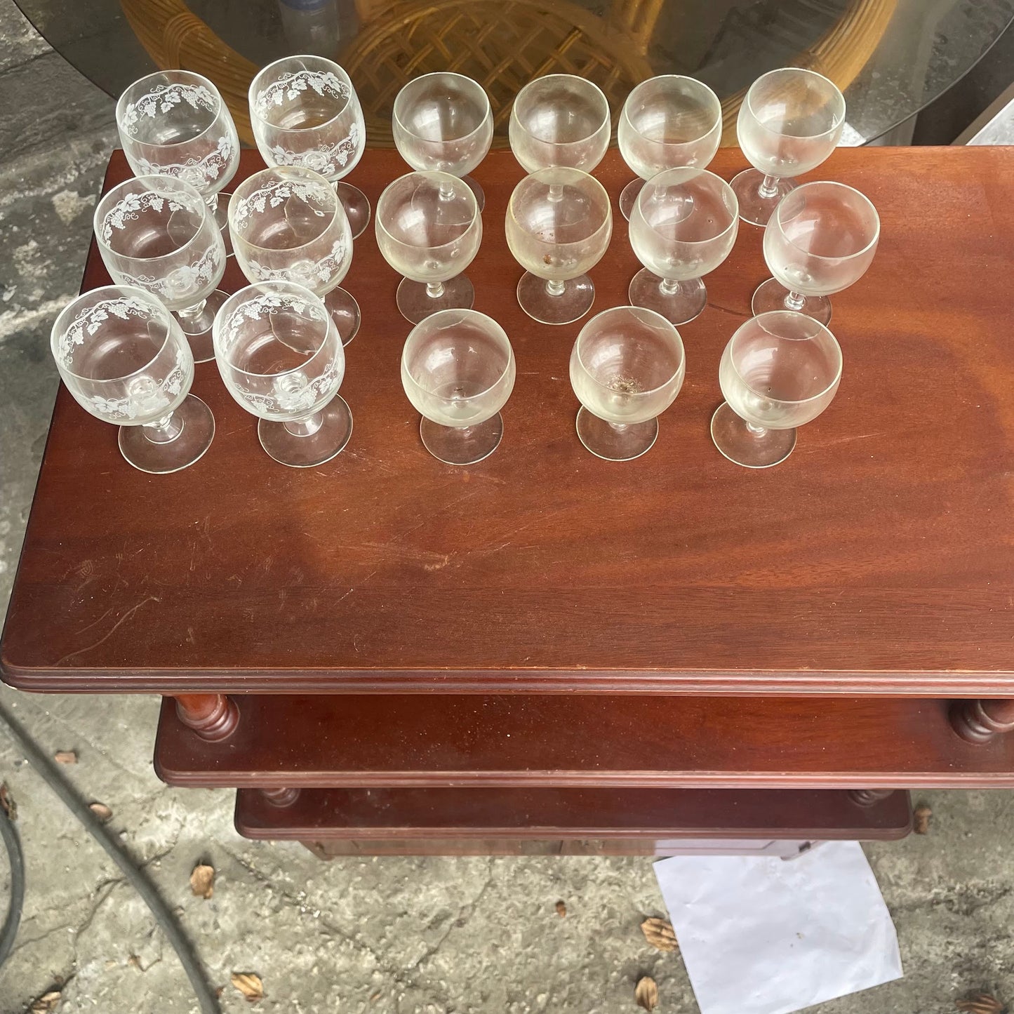 Etched Stemmed Glasses + Clear Glasses