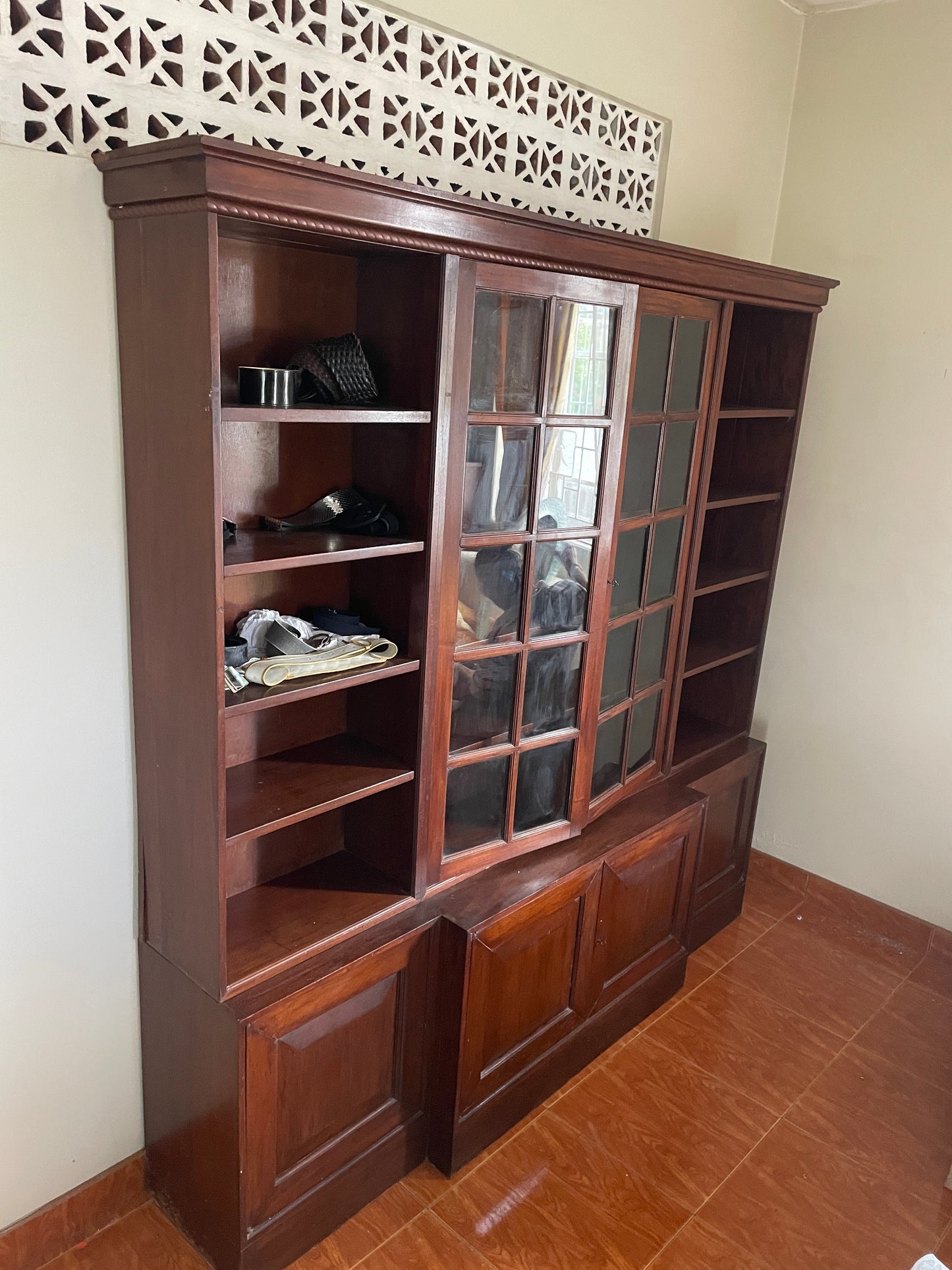 Large Mohogany and cedar Cabinate With shelves