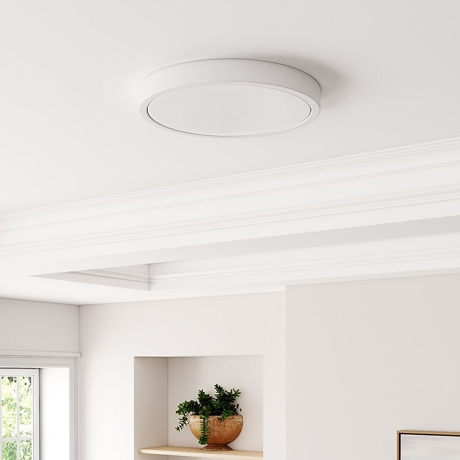 Project Source 15-in White Indoor 1 Light LED Multicolor Flush Mount Light Metal Remote Control Included