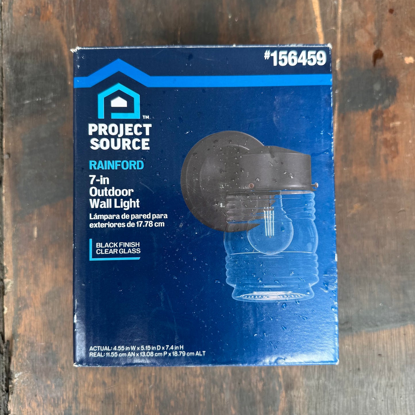 Project Source Rainford 1 Light 7.5-in H Gloss Black Hardwired Outdoor Wall Light