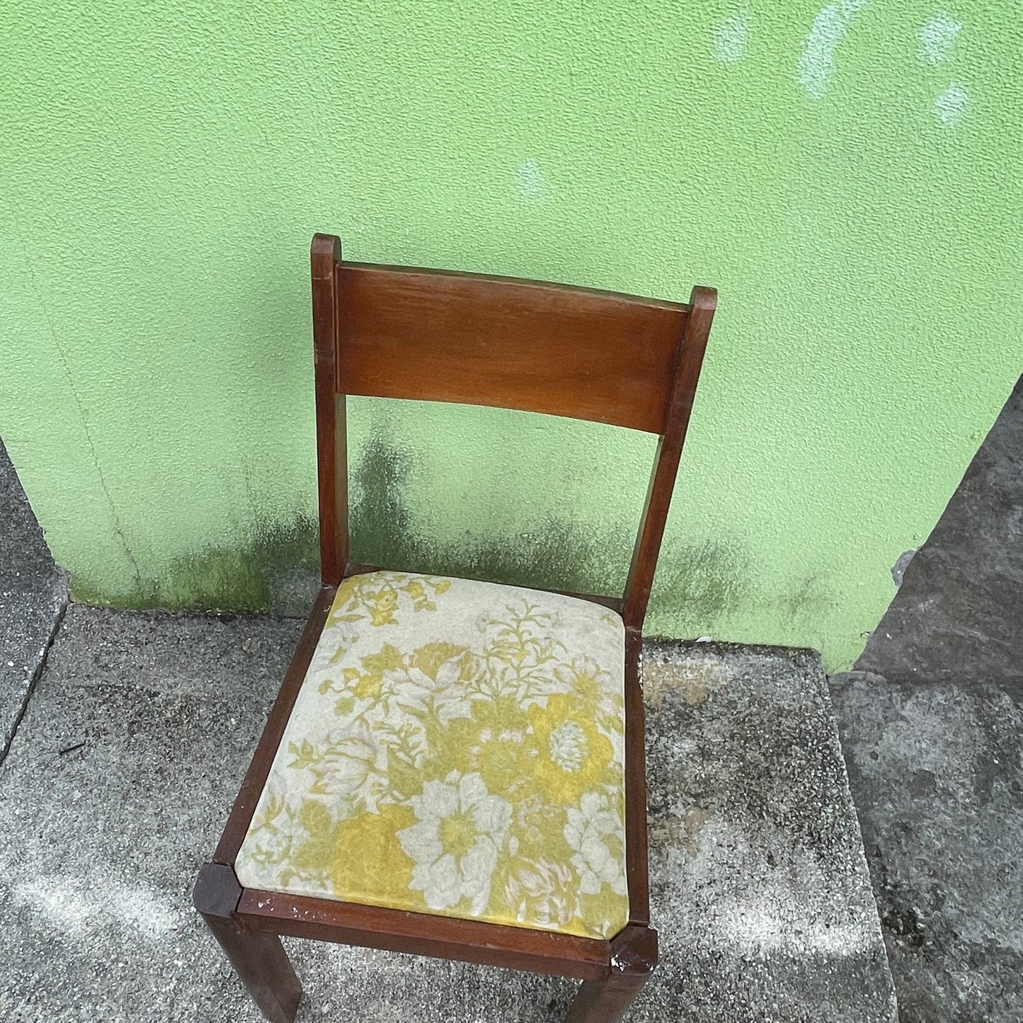 Wooden Chair with Floral Upholstery