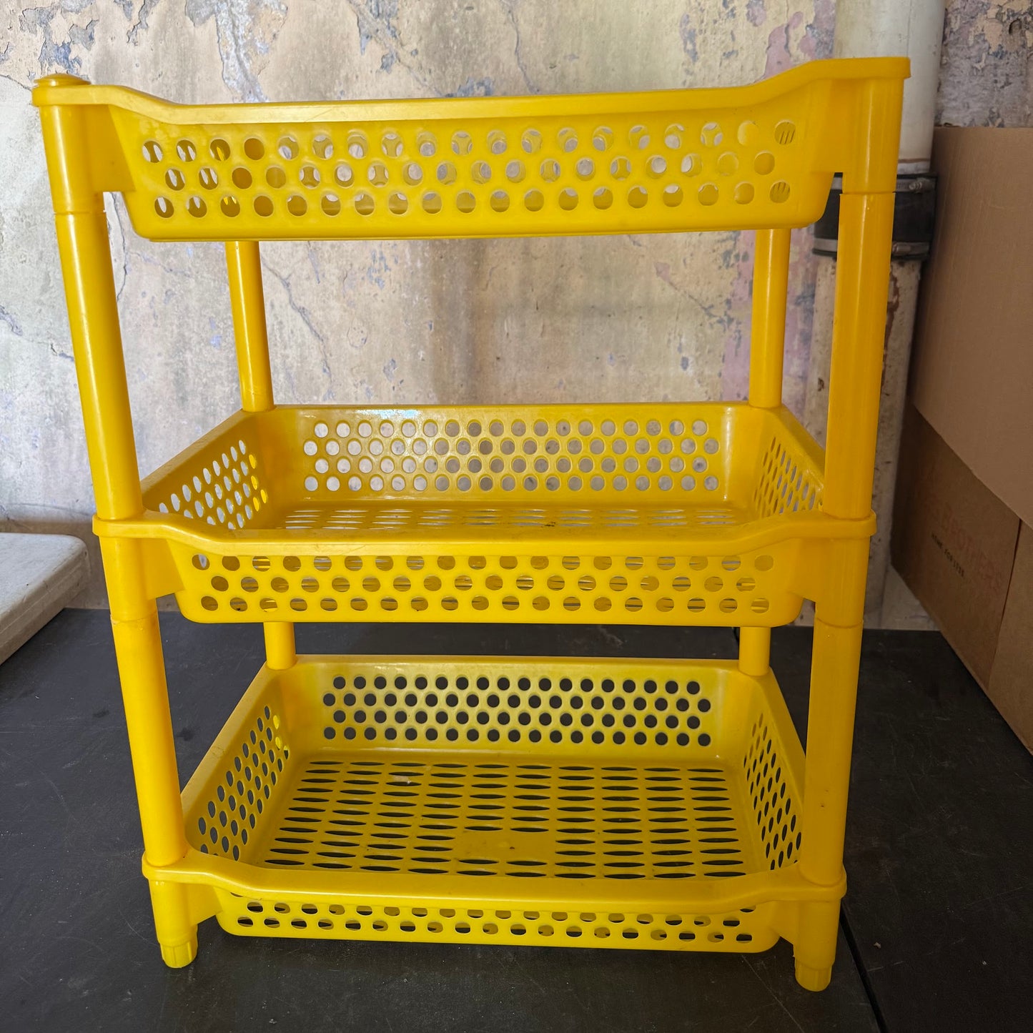 Yellow 3-Tier Plastic Storage Rack