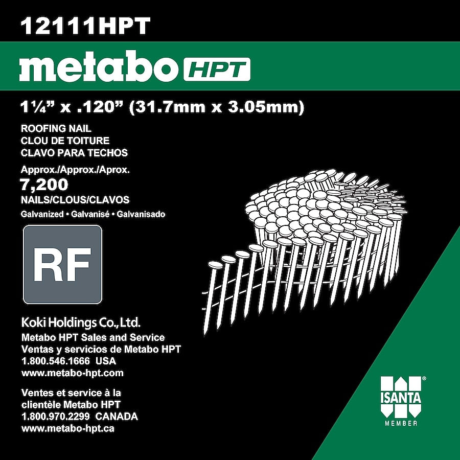 2 Boxes of Metabo HPT 1-1/4-in 16 -Degree Smooth Shank Electro-Galvanized Collated Coil Roofing Nails