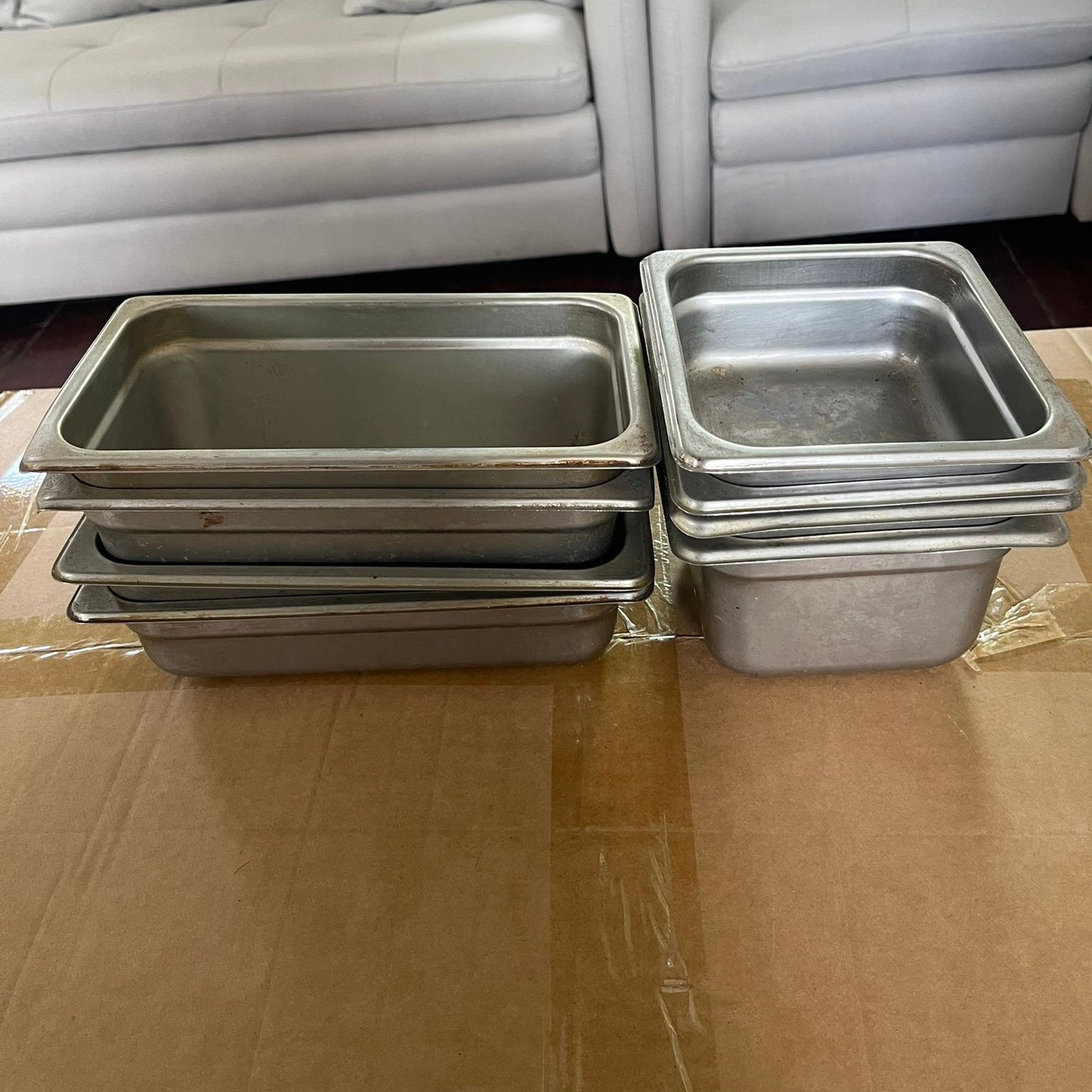 Set of 8 Stainless Steel Steam Table Pans w/ Covers