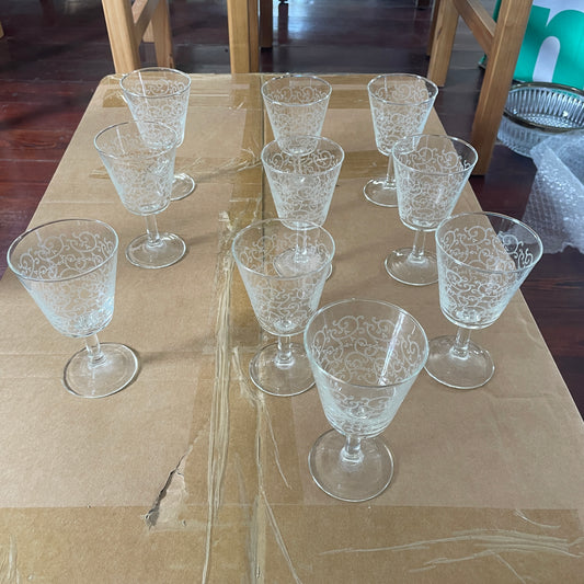 10 Etched Scroll Pattern Goblets