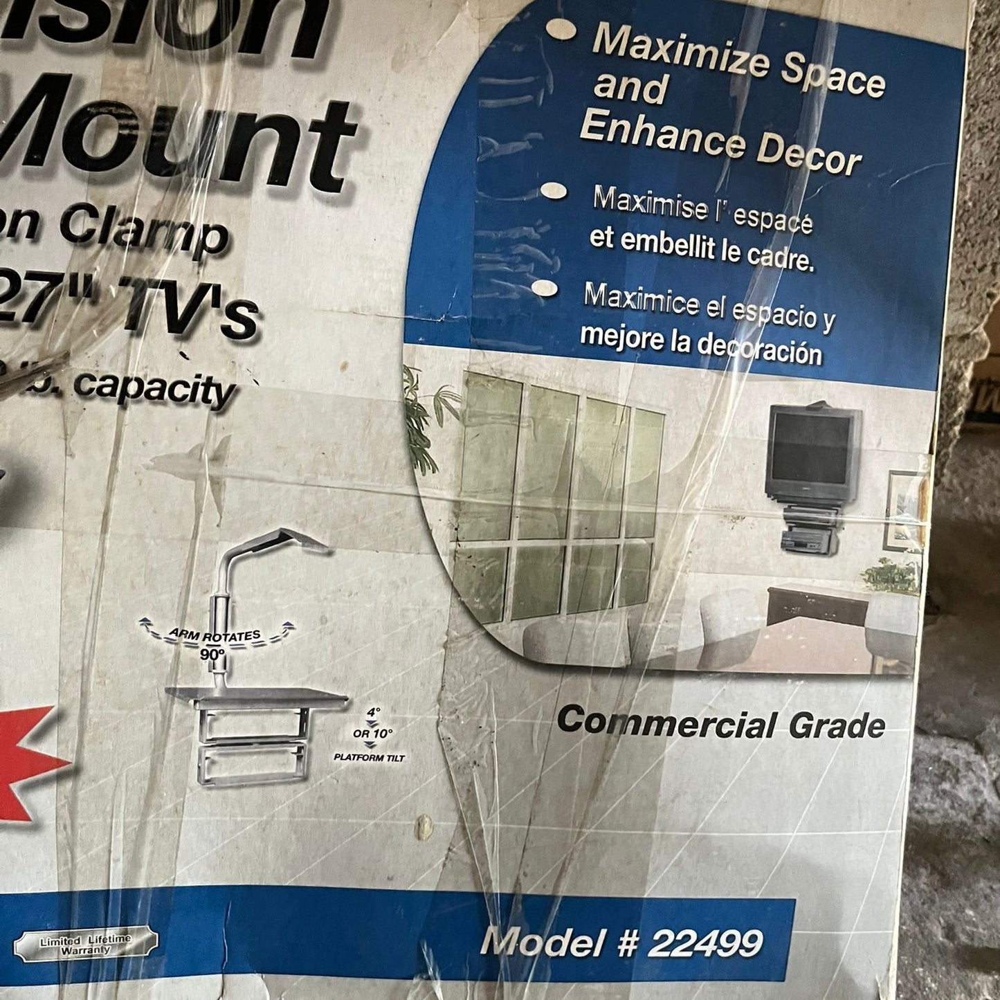 19”- 27” Orbital Television Wall Mount w/ Vision Clamp (Capacity 130 lbs)- Model 22499