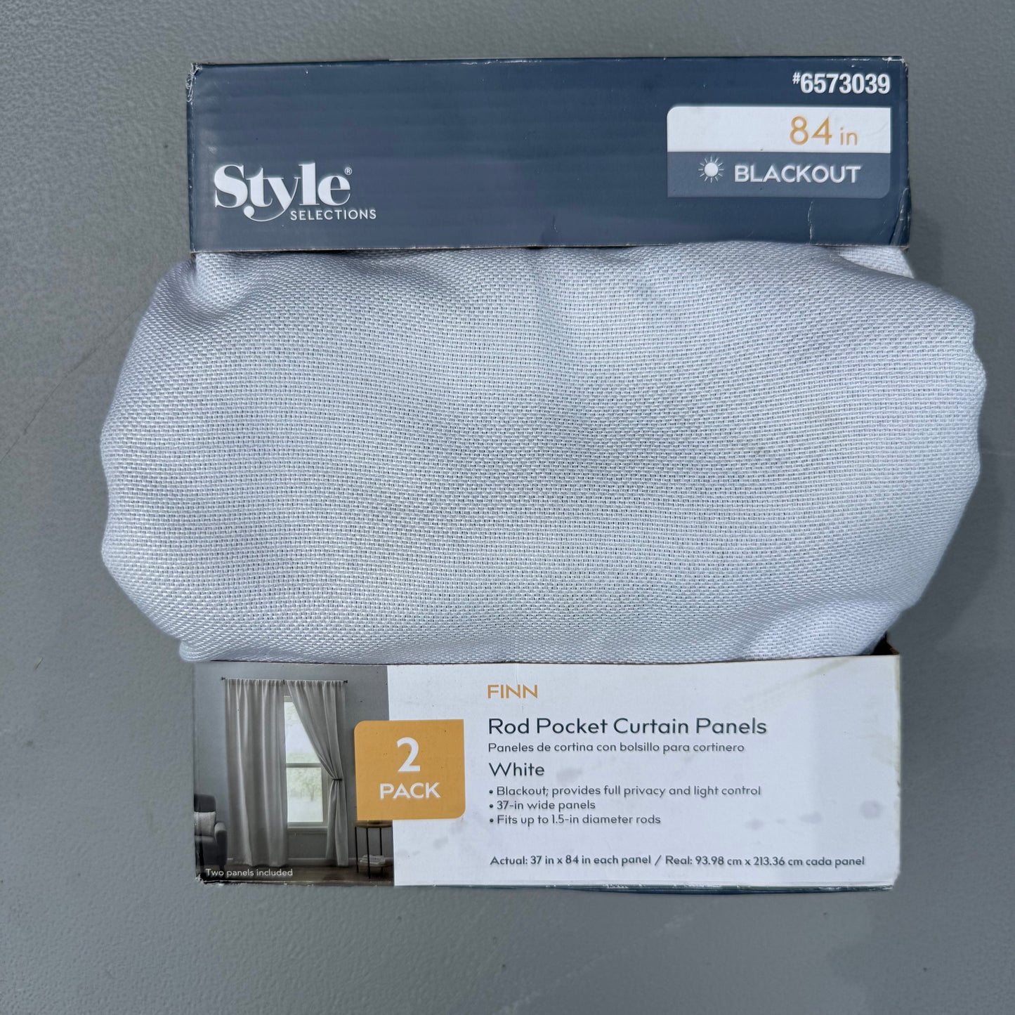 Style Selections 84-in Brilliant White Blackout Rod pocket Curtain Panel Pair