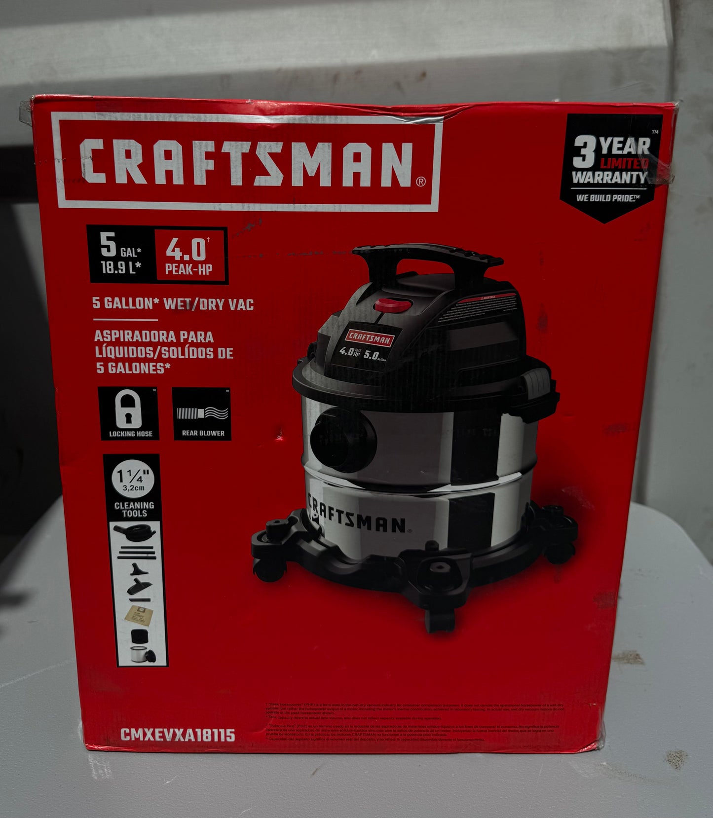 CRAFTSMAN 5-Gallon 4 HP Corded Wet/Dry Shop Vacuum with Accessories Included