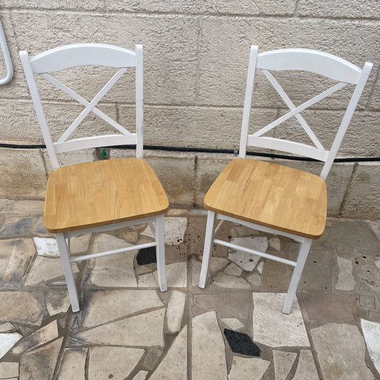 2 White X-Back Dining Chairs