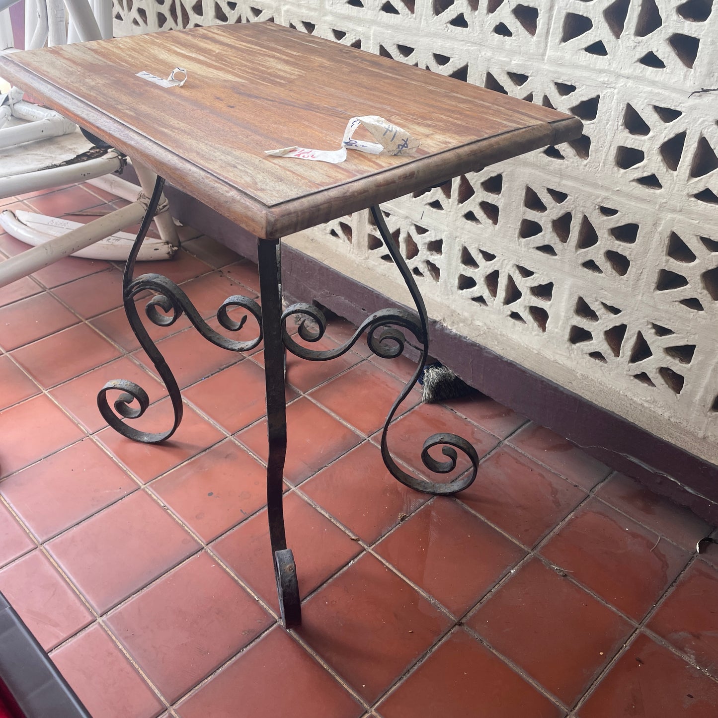 2 Wooden Table Top Withy Metal Base