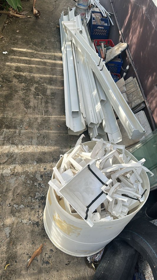 150 Feet  White Plastic Gutter Sections