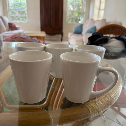 5 White Mugs
