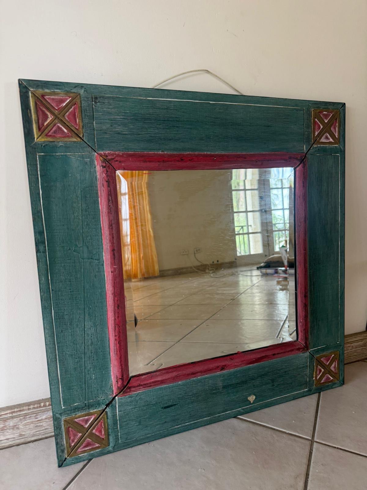 Mirror In Multicolored Wooden Frame