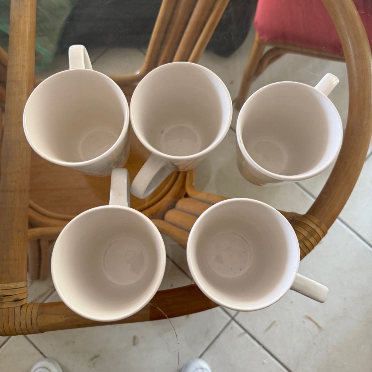 5 White Mugs