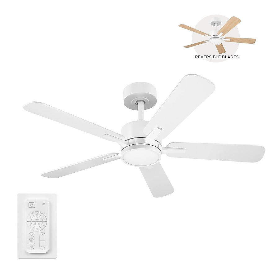 Harbor Breeze Northbrook 42-in Matte White with Matte Reversible Blades LED Covered Outdoor Ceiling Fan