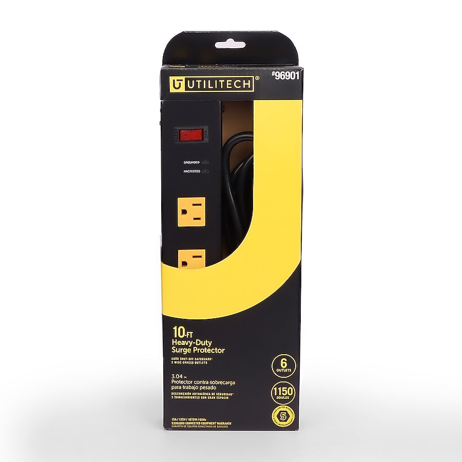 Utilitech 9-3/4-ft 6 -Outlet Indoor Black Power Strip