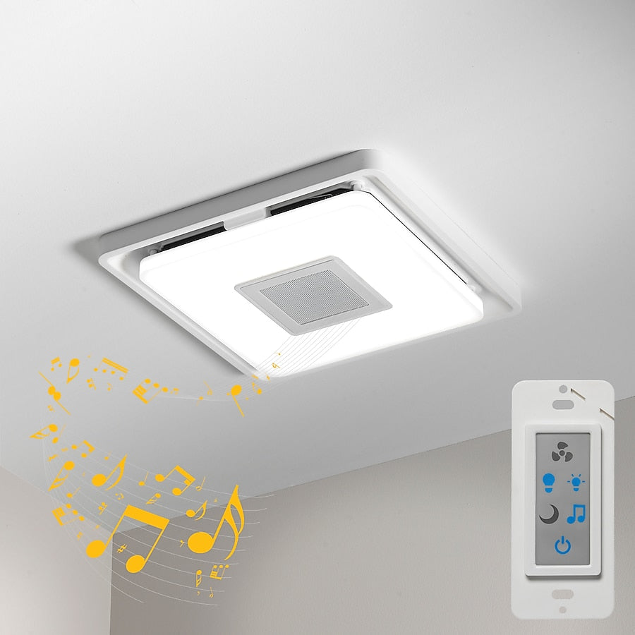 Homewerks 1.5-Sone 110-CFM White Decorative Lighted Bluetooth Compatibility Bathroom Ventilator Fan