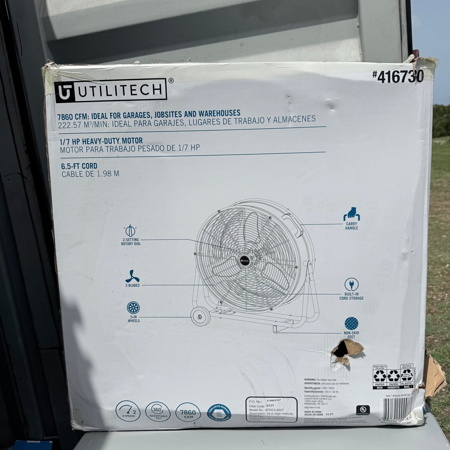Utilitech 36-in High Velocity Indoor Industrial Fan - Black