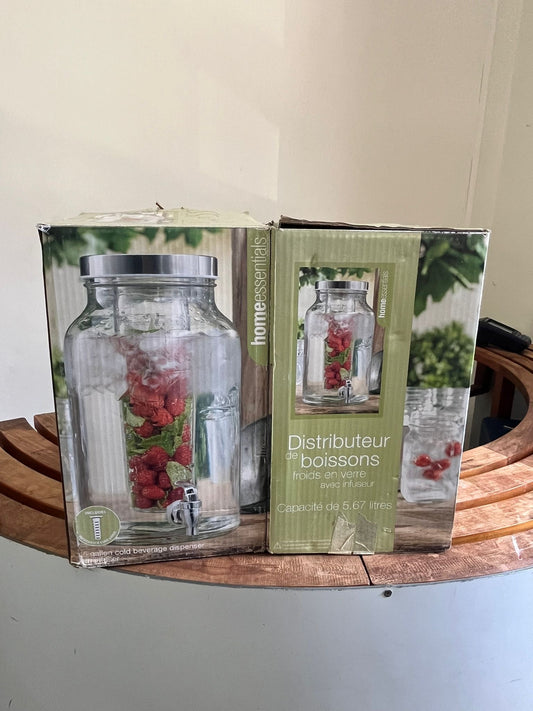 2 Home Essentials 1.5 Gallon Cold Beverage Dispenser w/ Infuser