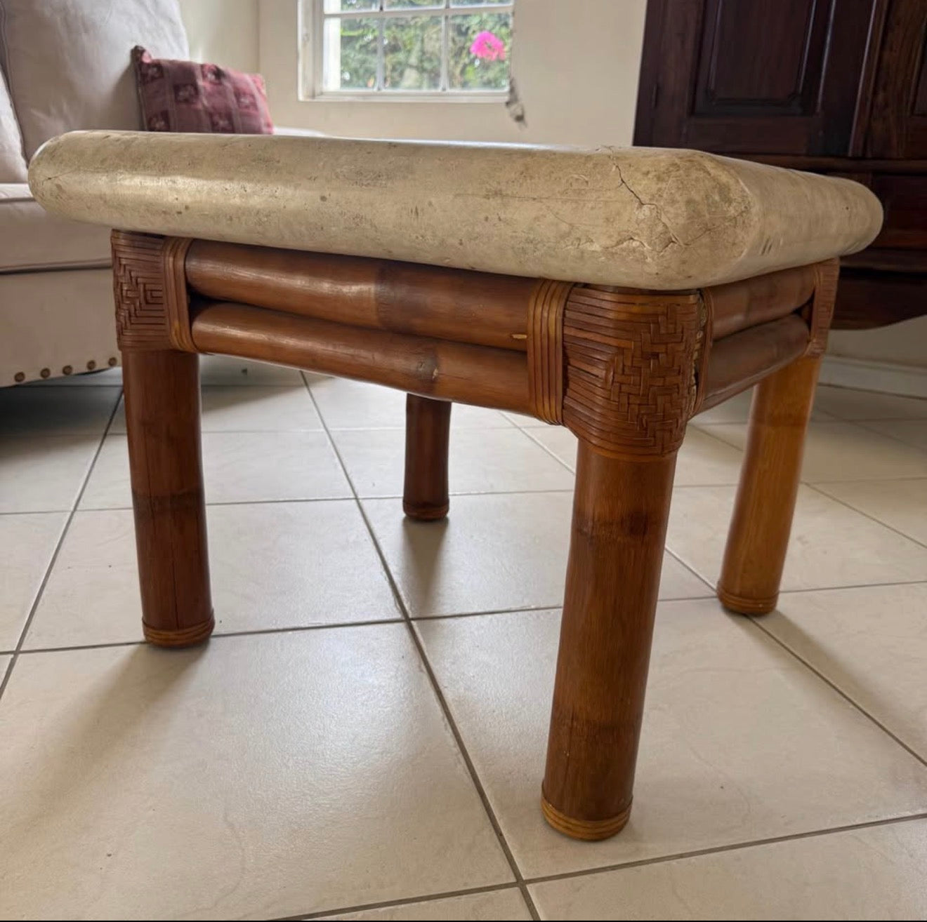 27” Wooden/Faux Stone End Table