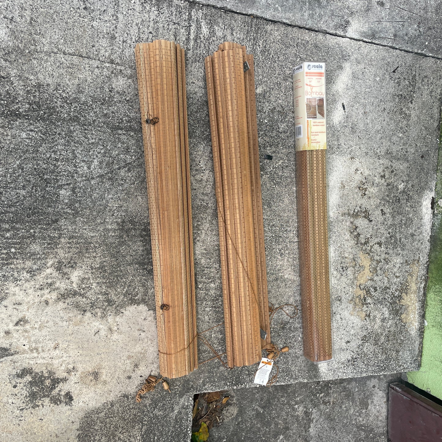 3 Escala Bombay Bamboo Roll-Up Blinds