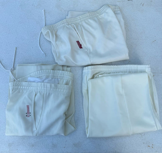 3 White Pairs of Cricket Trousers (M)