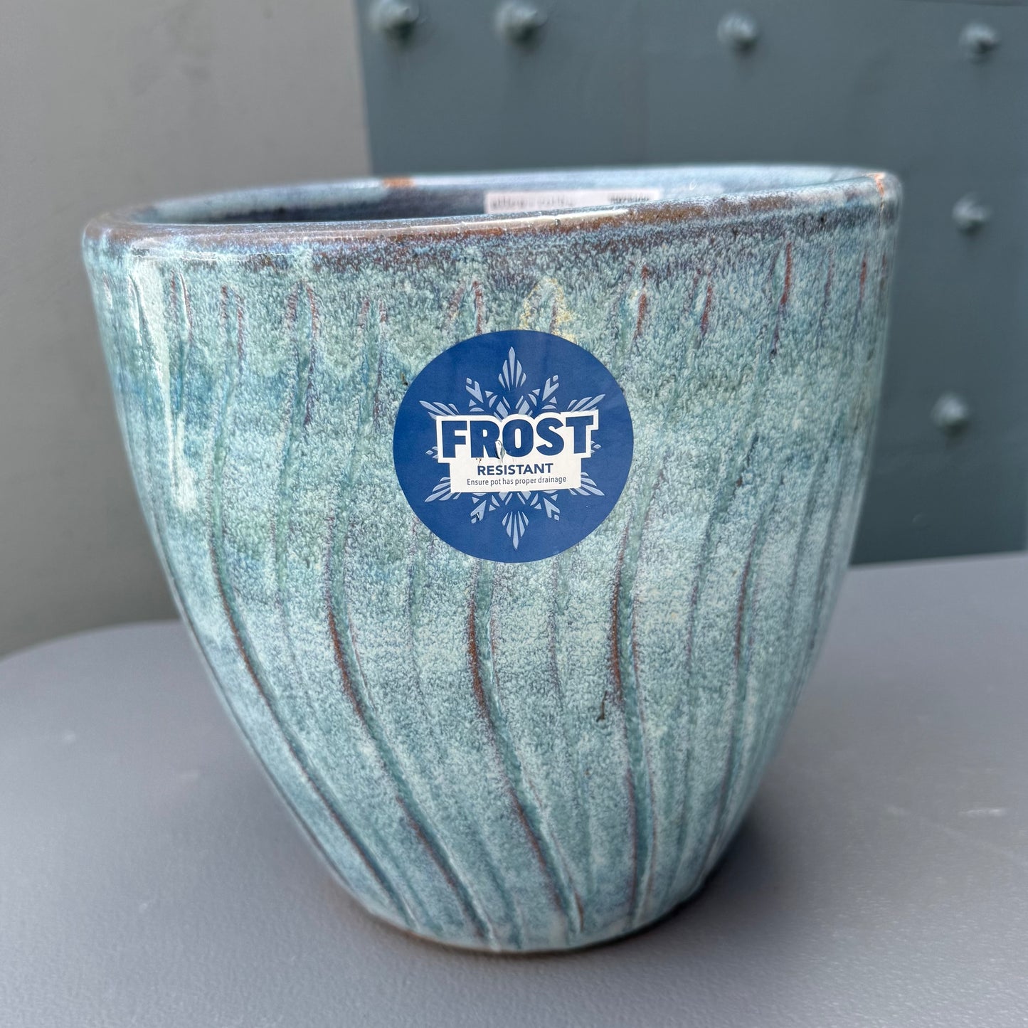 allen + roth Round 7.68-in W x 7.68-in L x 8.3-in H Cloud Nine Glazed Ceramic Indoor/Outdoor Planter