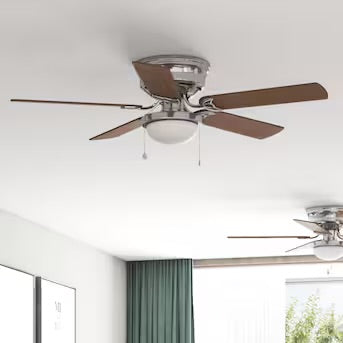 Harbor Breeze Armitage 52-in Brushed Nickel Flush Mount Ceiling Fan with Toffee/Cocoa Reversible Blades