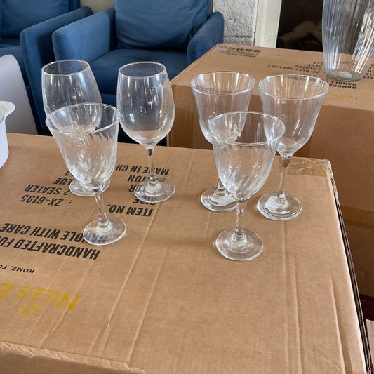 4 Ribbed Glass Goblets