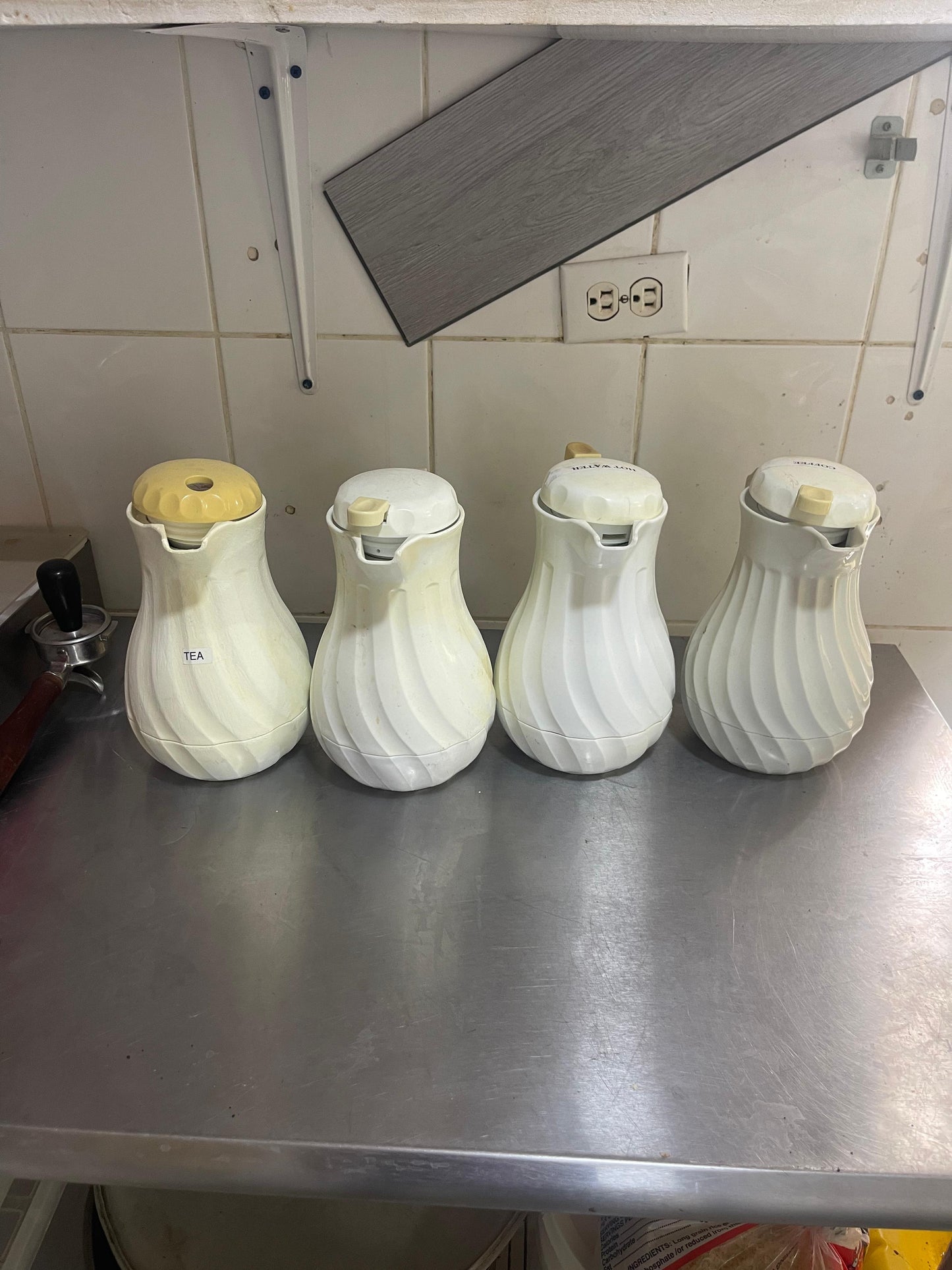 4 White Ribbed Thermal Carafes