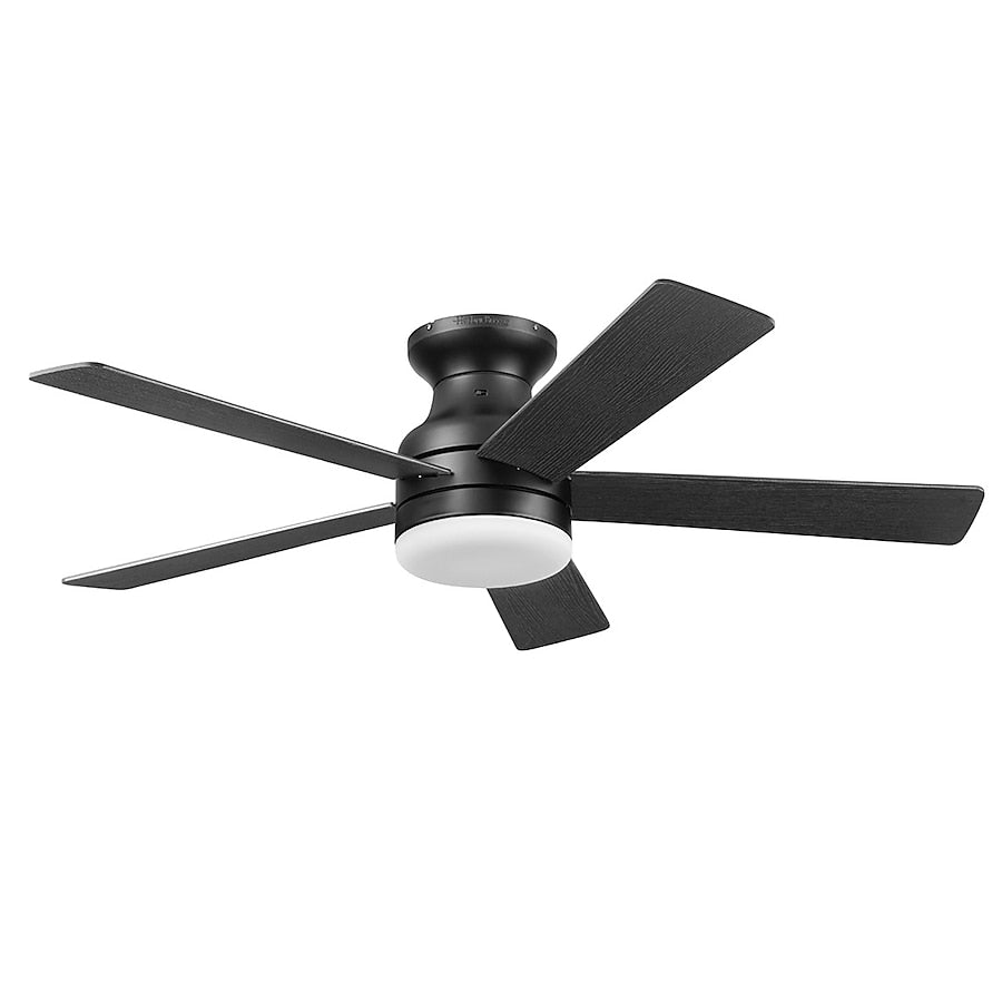 Harbor Breeze Crestwell 52-in Matte Black with Mocha/Cocoa Blades LED Flush Mount Ceiling Fan