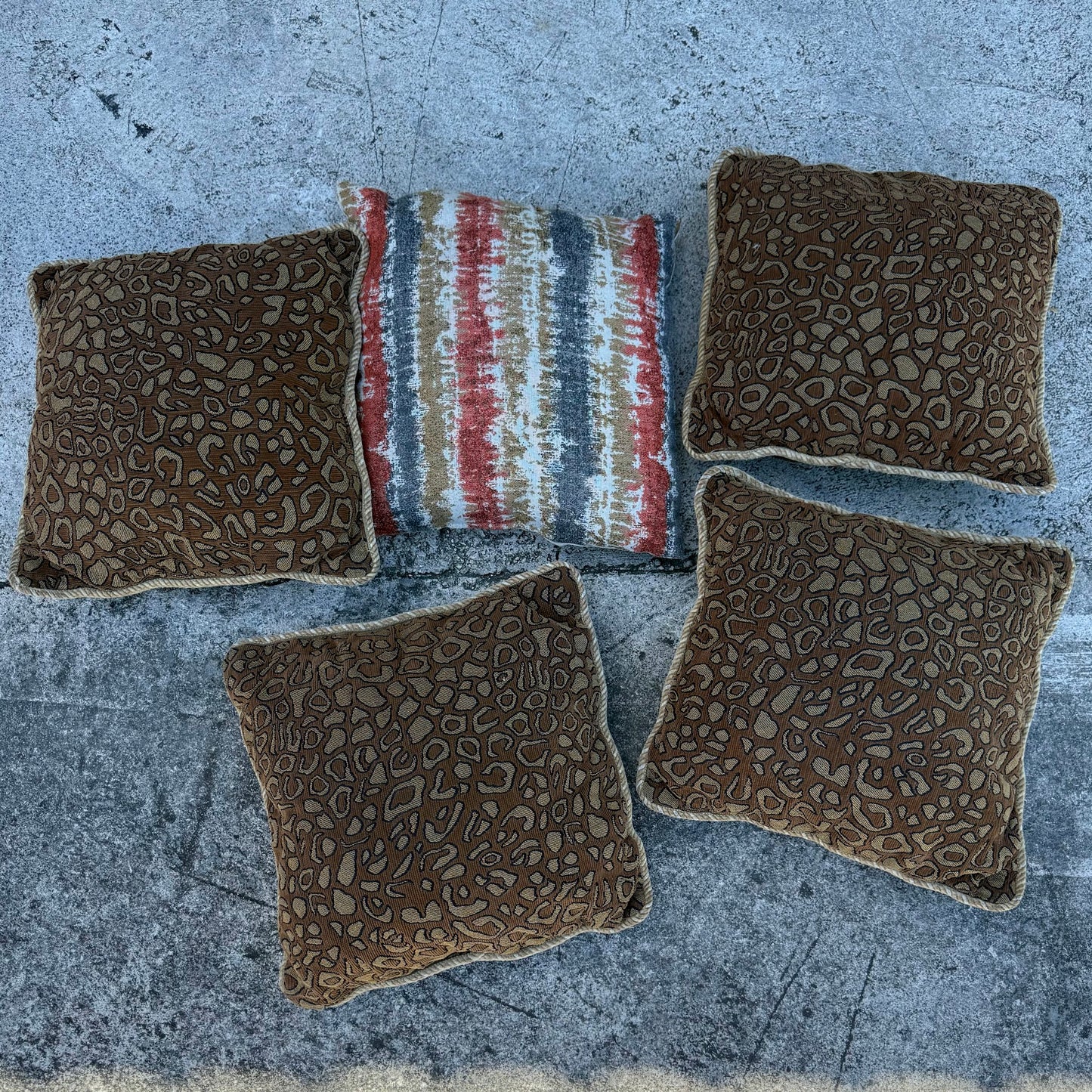 5 Leopard Print Pillows Striped Pillow