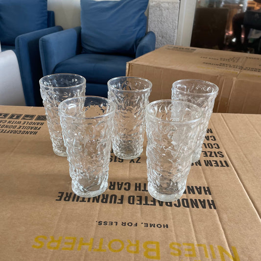 5 Textured Glass Tumblers