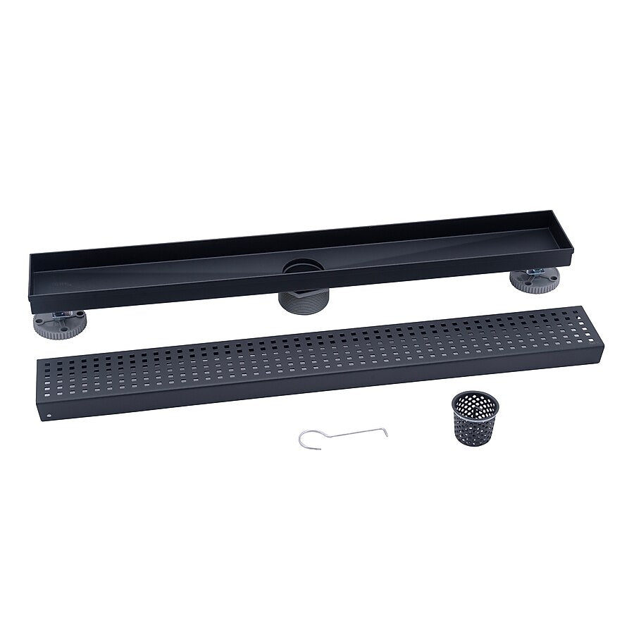 Oatey Vivante 24-in Matte Black Linear Shower Drain with Square Pattern