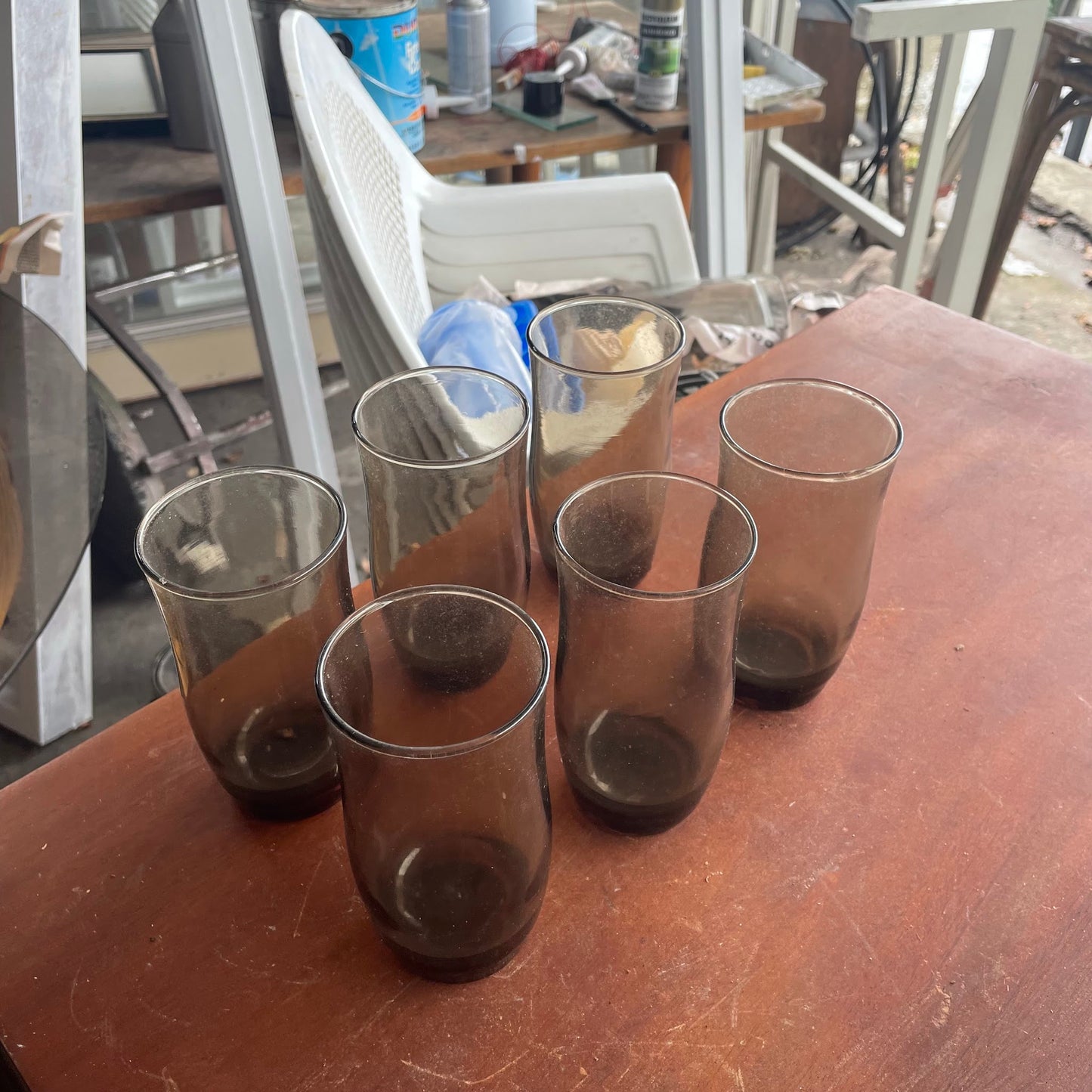6 Smoke Tinted Drinking Glasses