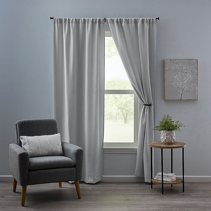 Style Selections 84-in Brilliant White Blackout Rod pocket Curtain Panel Pair