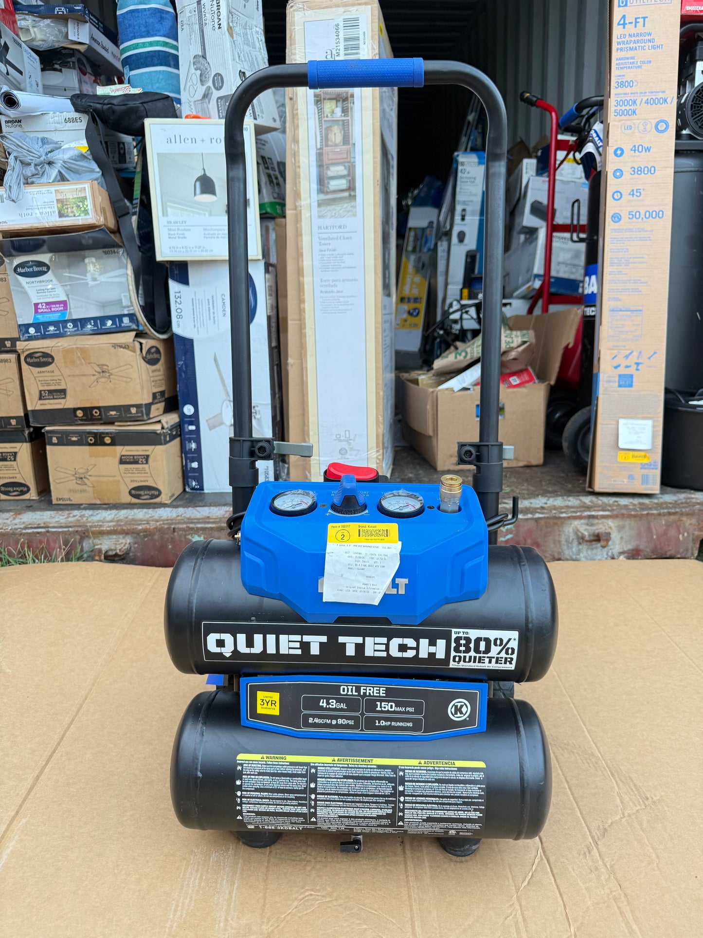 Kobalt QUIET TECH 4.3-Gallon Portable Electric 150 PSI Twin stack Air Compressor