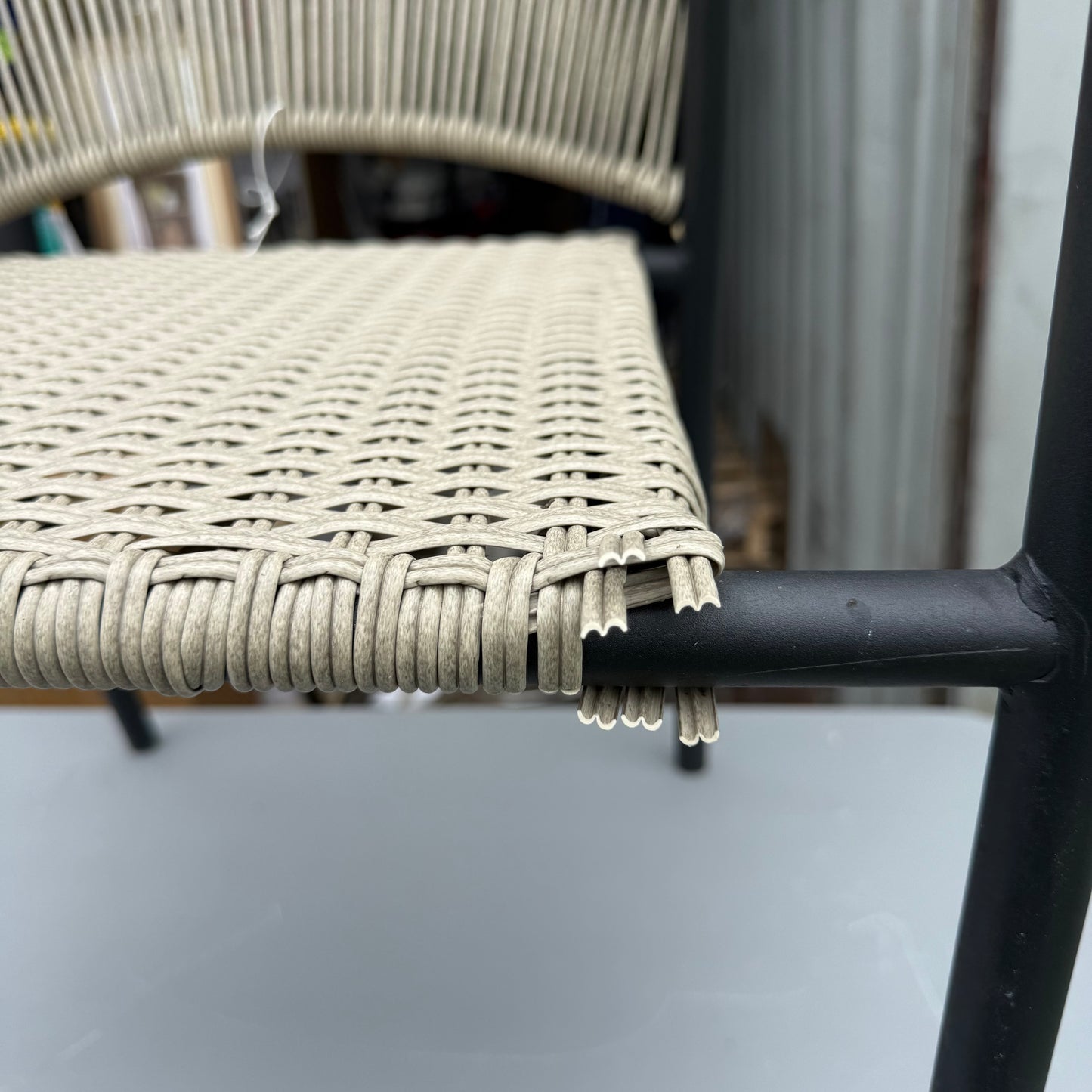 Style Selections Pelham Bay Wicker Stackable Matte Black Steel Frame Stationary Dining Chair